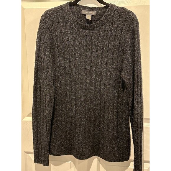 Banana Republic Other - Banana Republic Fisherman Wool Silk Blend Cable & Rib Crew Neck Sweater Gray Bla